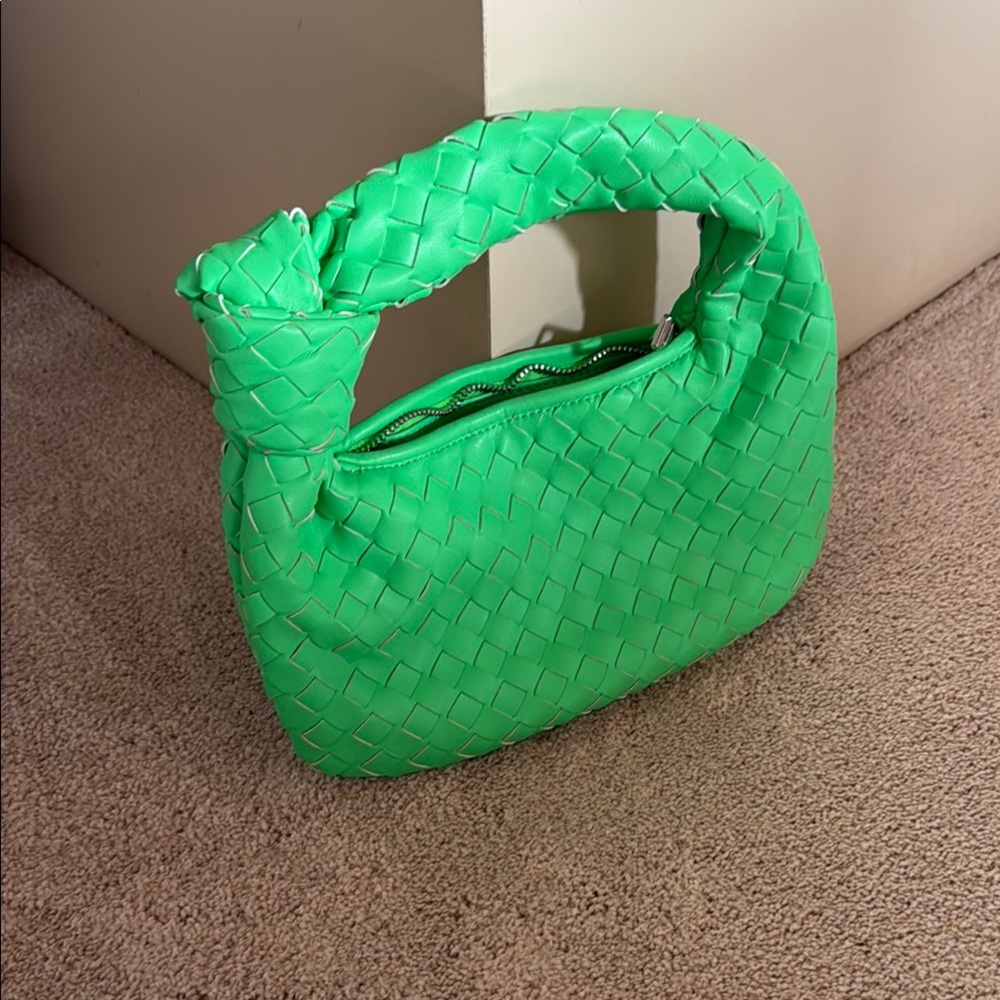 Bright Green Woven Handbag